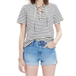 Madewell Striped Lace-Up Top Size X-Small
